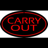 Carry Out Oval Red Neon Sign