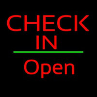 Check In Open White Line Neon Sign