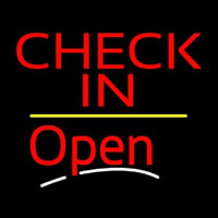 Check In Open Yellow Line Neon Sign