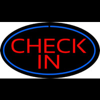Check In Oval Blue Neon Sign