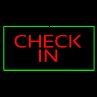 Check In Rectangle Green Neon Sign