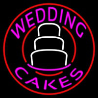 Circle Pink Wedding Cakes Neon Sign