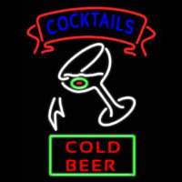 Cocktail Cold Beer With Glass Real Neon Glass Tube Neon Sign