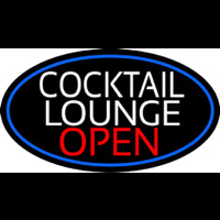 Cocktail Lounge Open Oval With Blue Border Neon Sign