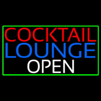 Cocktail Lounge Open With Green Border Neon Sign