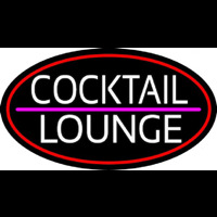 Cocktail Lounge Oval With Red Border Neon Sign