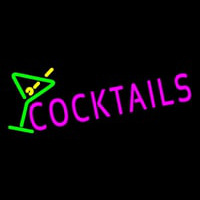 Cocktail with Green Cocktail Glass Neon Sign