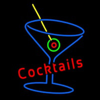 Cocktails With Martini Glass Neon Sign