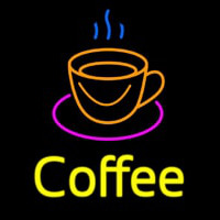 Coffee Cup With Yellow Coffee Neon Sign