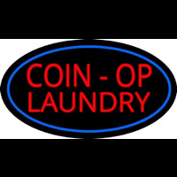 Coin Op Laundry Oval Blue Neon Sign