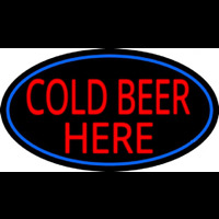 Cold Beer Here With Blue Border Neon Sign