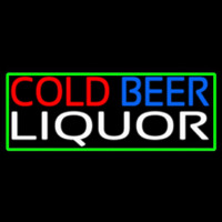 Cold Beer Liquor With Green Border Neon Sign