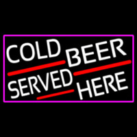 Cold Beer Served Here With Pink Border Neon Sign