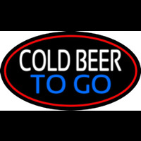 Cold Beer To Go Oval With Red Border Neon Sign