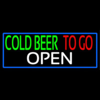 Cold Beer To Go With Blue Border Neon Sign