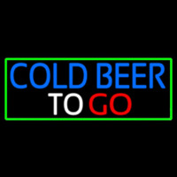 Cold Beer To Go With Green Border Neon Sign