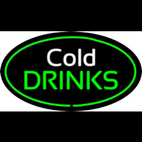 Cold Drinks Oval Green Neon Sign