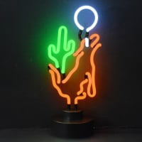 Coyote Moon Cactus Desktop Neon Sign