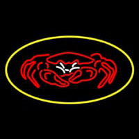 Crab Seafood Logo Oval Yellow Neon Sign