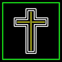 Cross With Border Neon Sign