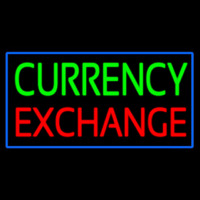 Currency E change Blue Border Neon Sign