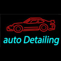 Cursive Auto Detailing With Car Logo Neon Sign