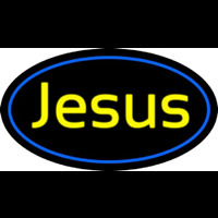 Cursive Blue Jesus Neon Sign