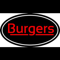 Cursive Burgers Oval Neon Sign