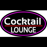 Cursive Cocktail Lounge Oval With Pink Border Neon Sign