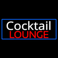 Cursive Cocktail Lounge With Blue Border Neon Sign