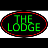 Cursive Green Lodge And Red Border Neon Sign