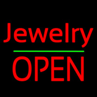 Cursive Jewelry Green Line Open Neon Sign