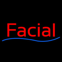 Cursive Red Facial Blue Waves Neon Sign