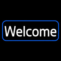 Cursive Welcome With Blue Border Neon Sign