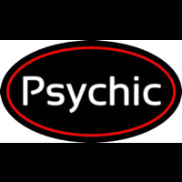 Cursive White Psychic Red Border Neon Sign