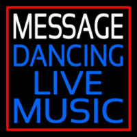 Custom Block Blue Live Music Dancing Red Border Neon Sign