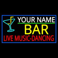 Custom Red Live Music Dancing Yellow Bar And Blue Border Neon Sign