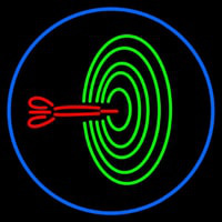 Dart Board Bar Oval With Blue Border Neon Sign