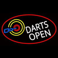 Dart Board Open Oval With Red Border Neon Sign