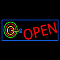 Dart Board Open With Blue Border Neon Sign