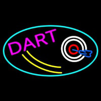 Dart Board Oval With Turquoise Border Neon Sign