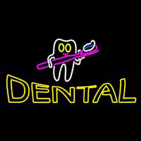 Dental With Tooth And Brush Logo Neon Sign