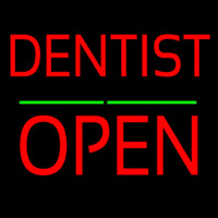 Dentist Block Open Green Line Neon Sign