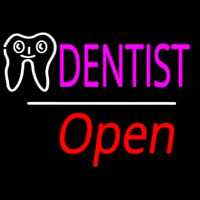 Dentist Logo Open White Line Neon Sign