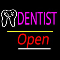 Dentist Logo Open Yellow Line Neon Sign