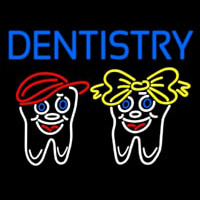 Dentistry With Teeth Logo Neon Sign