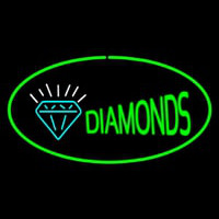 Diamonds Logo Green Oval Neon Sign