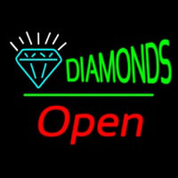 Diamonds Logo Open White Line Neon Sign