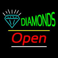 Diamonds Logo Open Yellow Line Neon Sign