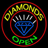 Diamonds Open Block With Logo Neon Sign